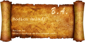 Bodics Anikó névjegykártya